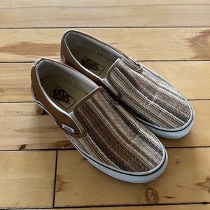Vintage  Classic Slip-On ~ "Rare" Brown Beige Pattern ~ Men's 7//Women’s 8.5